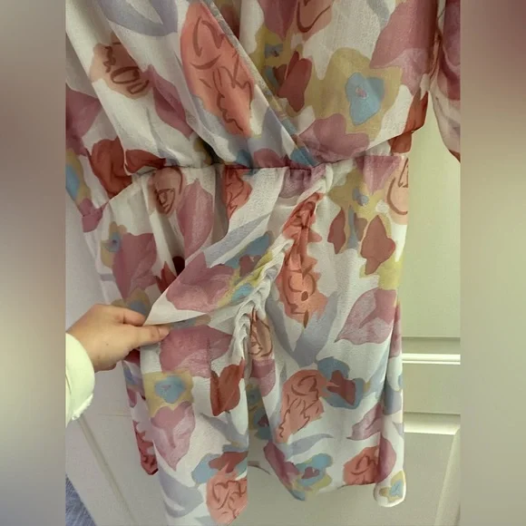 Ted Baker Juleah Ruched Sleeve Detail Mini Dress Natural NWT - Picture 10 of 13